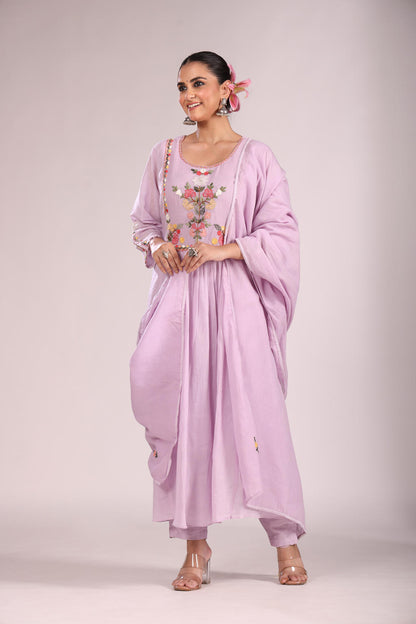 Cotton A-Line Kurti – Hand Embroidery, Anarkali Style