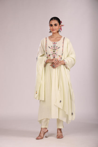Cotton A-Line Kurti – Hand Embroidery, Anarkali Style