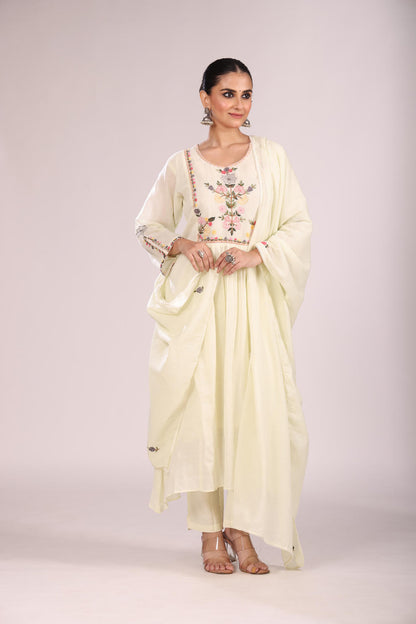 Cotton A-Line Kurti – Hand Embroidery, Anarkali Style