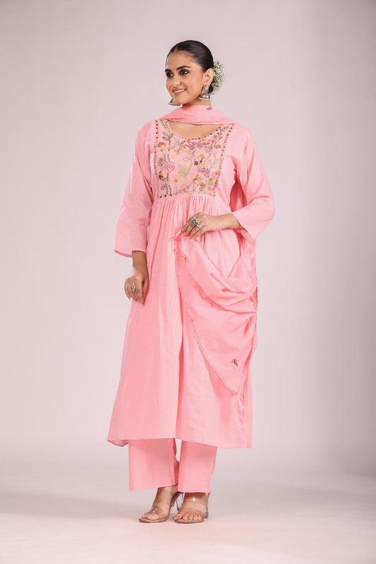 Cotton Kurti Set with Pant & Dupatta – Printed, 3 Pc