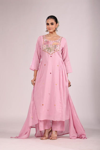 Cotton A-Line Kurti – Hand Embroidery, Contemporary Style