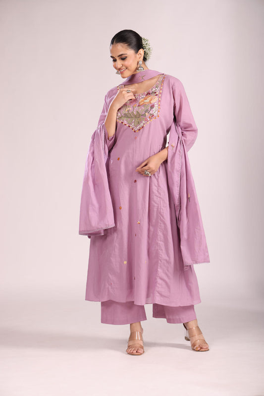 Cotton A-Line Kurti – Hand Embroidery, Contemporary Style