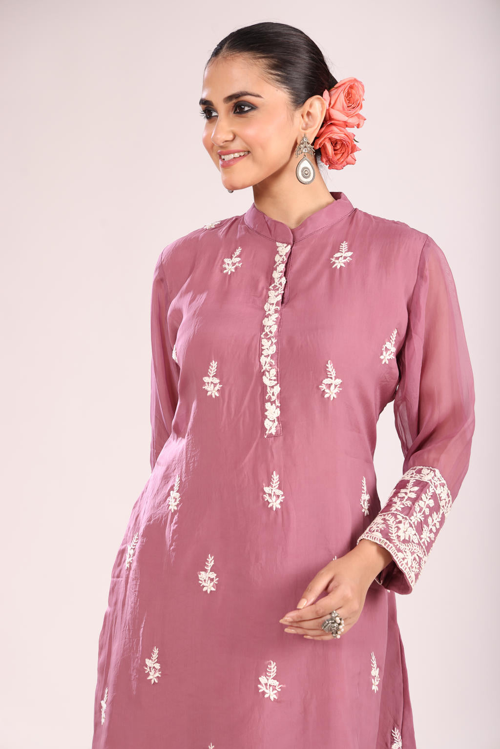 Organza Cord Set – 2 Pc Kurti with Pant, Indo-Western Style