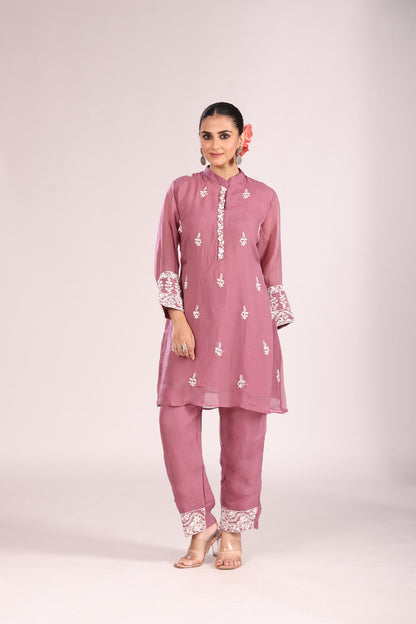 Organza Cord Set – 2 Pc Kurti with Pant, Indo-Western Style