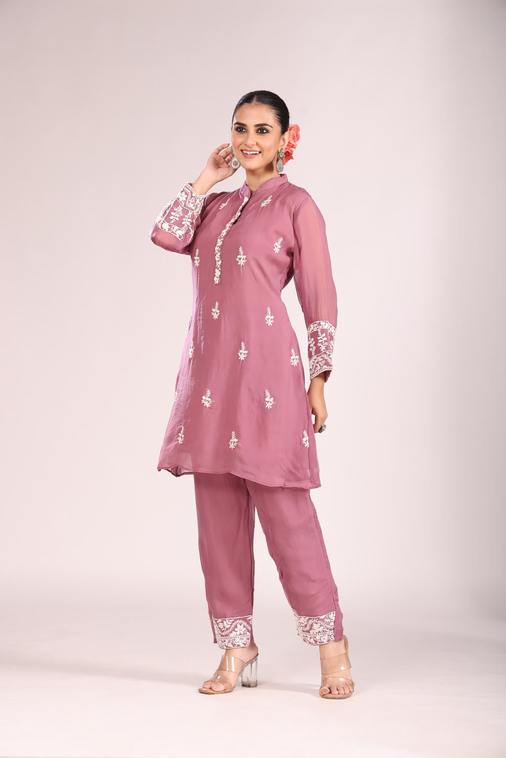 Organza Cord Set – 2 Pc Kurti with Pant, Indo-Western Style