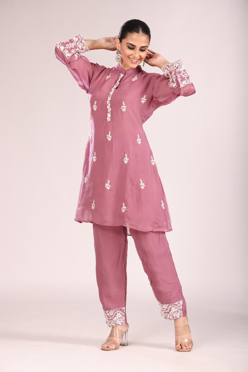 Organza Cord Set – 2 Pc Kurti with Pant, Indo-Western Style