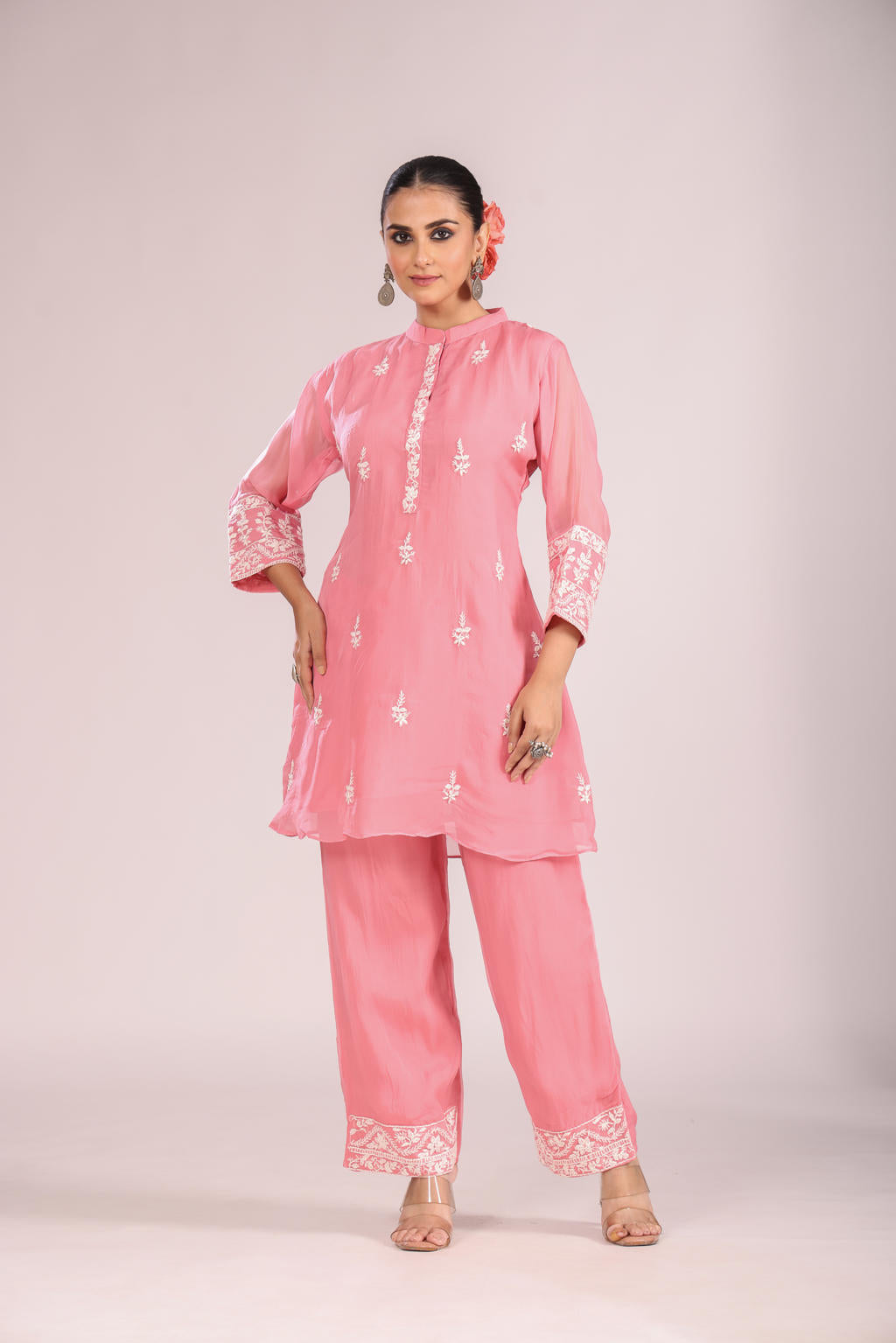 Organza Cord Set – 2 Pc Kurti with Pant, Indo-Western Style