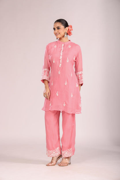 Organza Cord Set – 2 Pc Kurti with Pant, Indo-Western Style