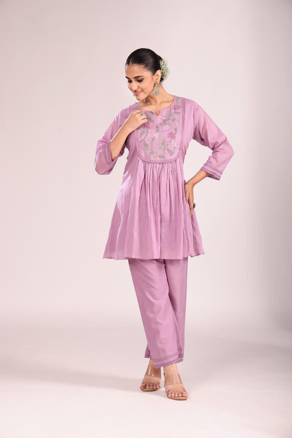 Cotton Cord Set – 2 Pc Kurti with Pant, Indo-Western Style
