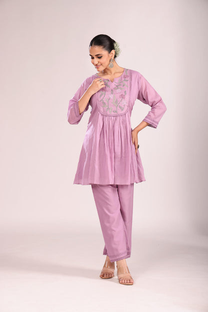 Cotton Cord Set – 2 Pc Kurti with Pant, Indo-Western Style