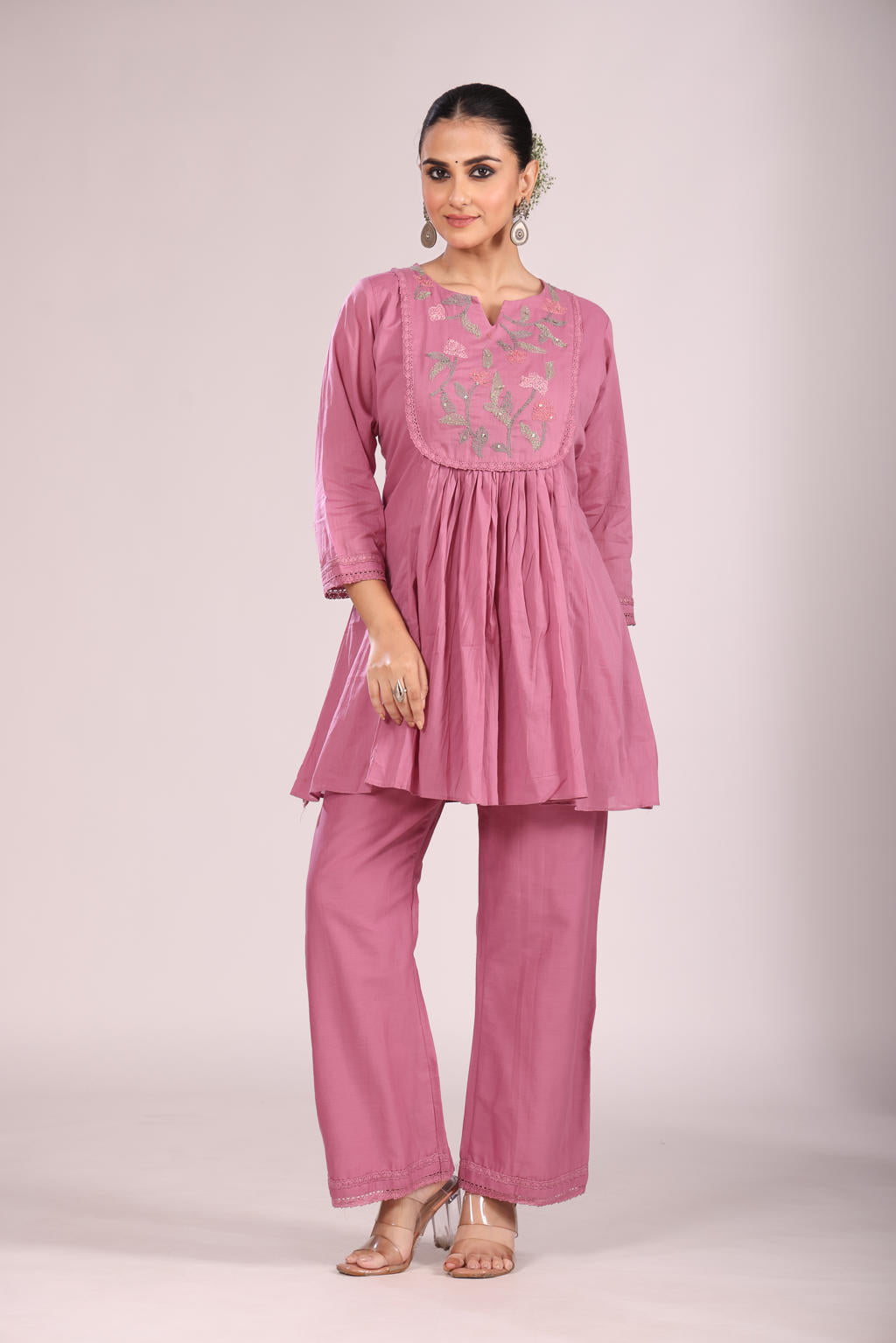 Cotton Cord Set – 2 Pc Kurti with Pant, Indo-Western Style