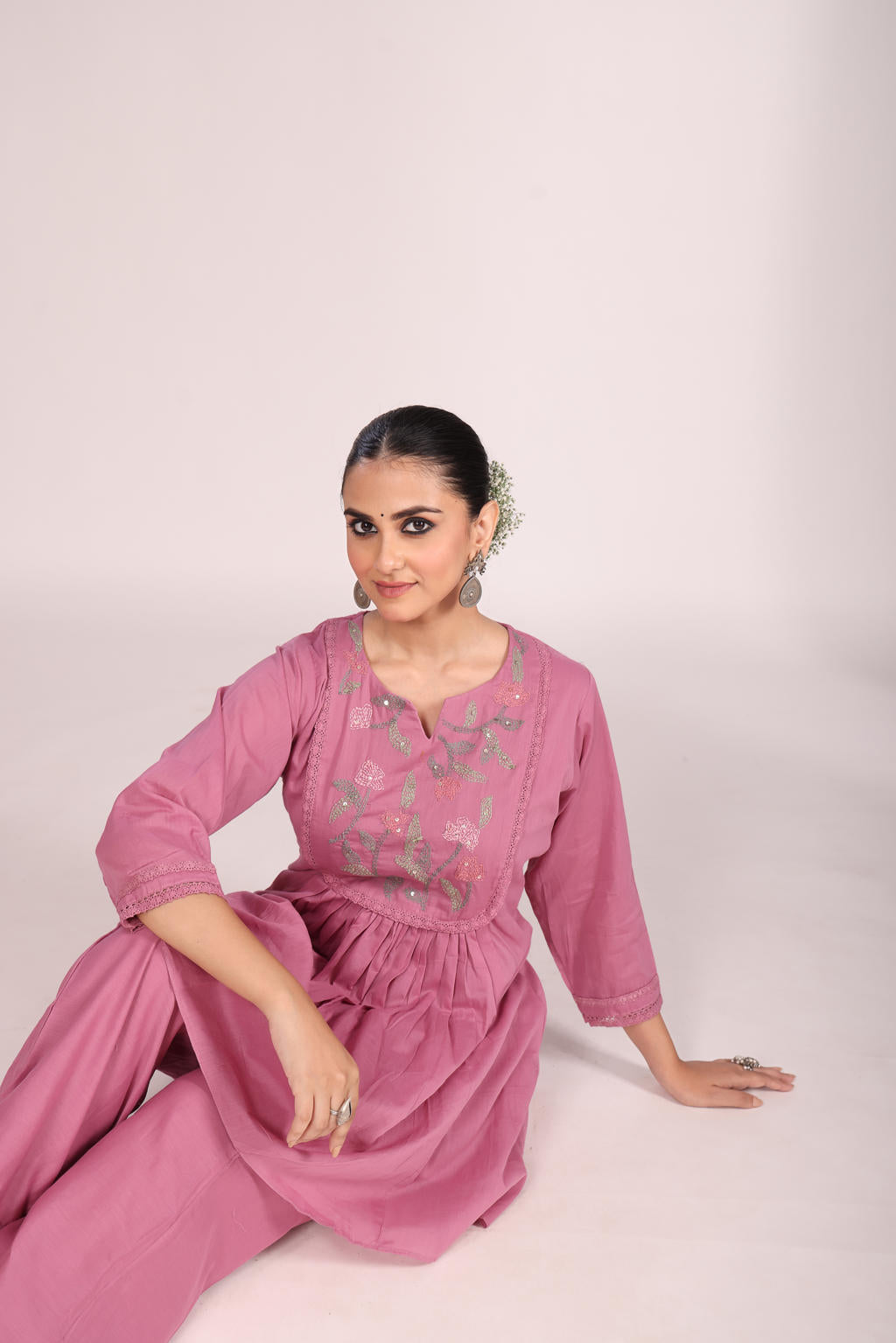 Cotton Cord Set – 2 Pc Kurti with Pant, Indo-Western Style
