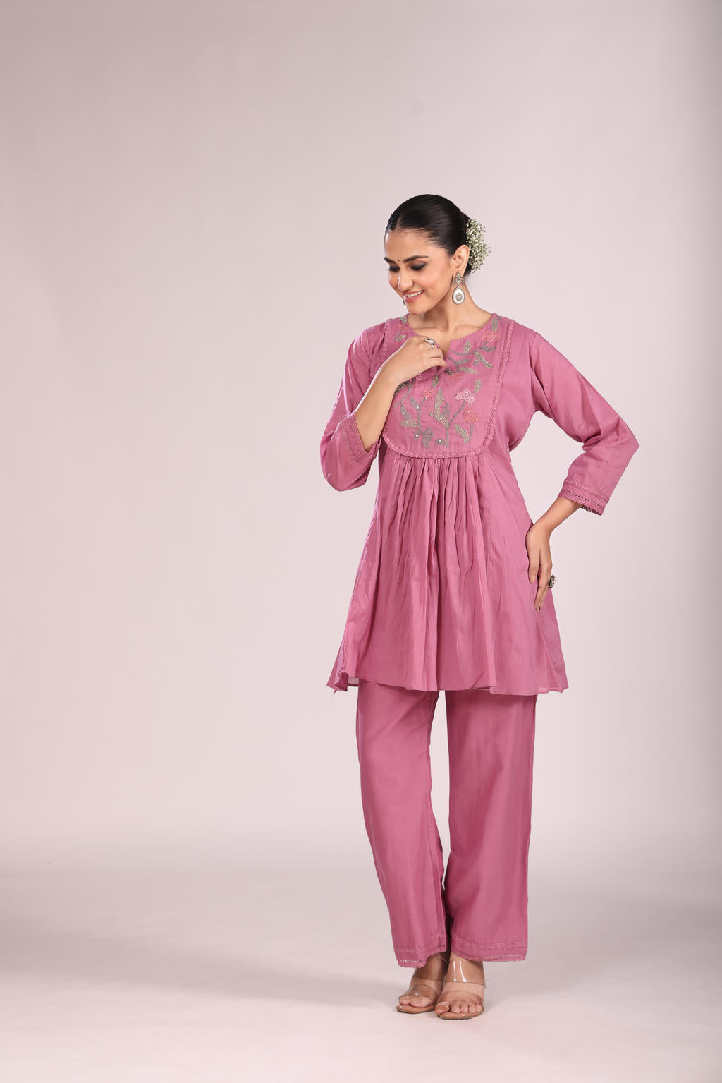 Cotton Cord Set – 2 Pc Kurti with Pant, Indo-Western Style