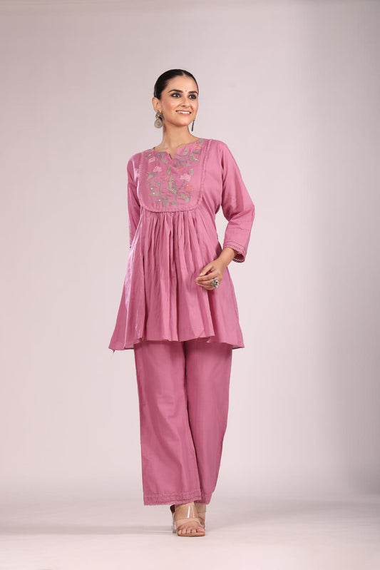 Cotton Cord Set – 2 Pc Kurti with Pant, Indo-Western Style