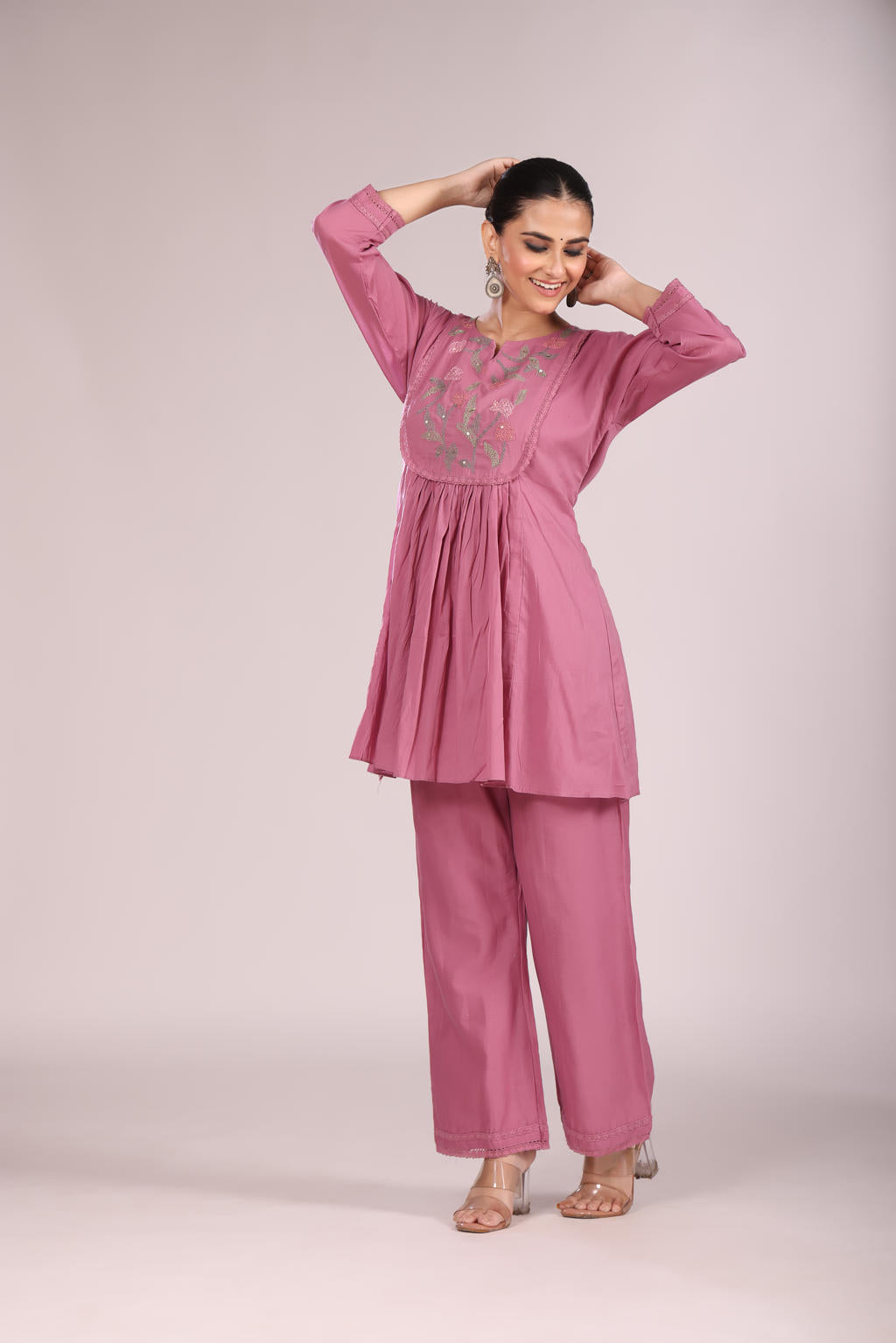 Cotton Cord Set – 2 Pc Kurti with Pant, Indo-Western Style
