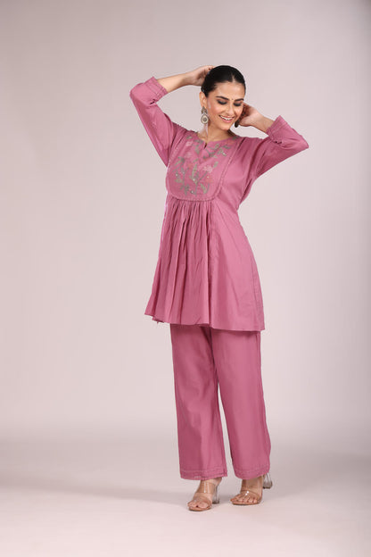 Cotton Cord Set – 2 Pc Kurti with Pant, Indo-Western Style