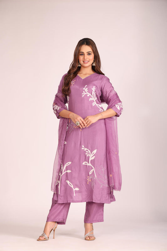 3 Pc Kurti Pant Dupatta Set – Organza Ethnic Wear