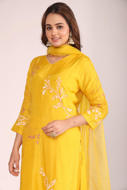 3 Pc Kurti Pant Dupatta Set – Organza Ethnic Wear