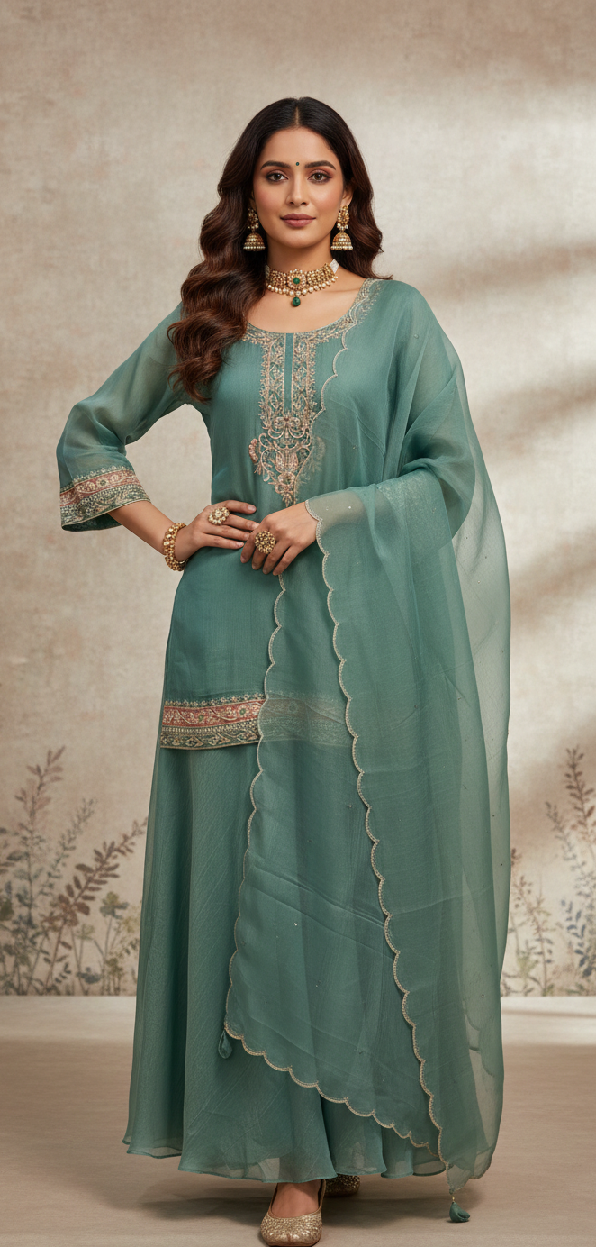 Short Kurta, Skirt & Dupatta.