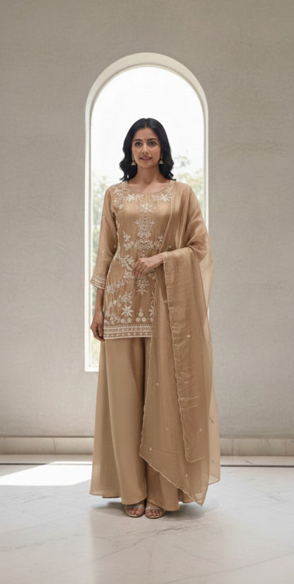 3 Pc Kurti, Sharrara, Dupatta Set