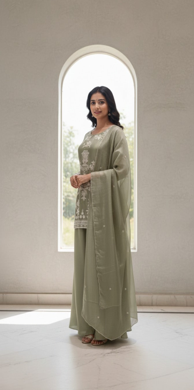 3 Pc Kurti, Sharrara, Dupatta Set