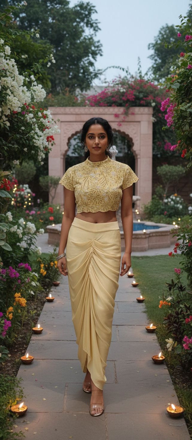 Drape skirt with Crop Top