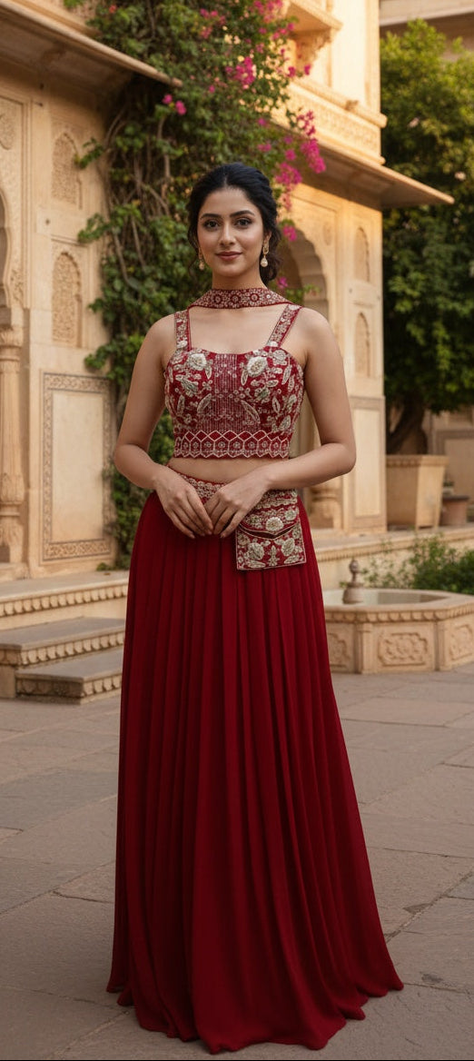 Bustier and Pleated Skirt with Choker