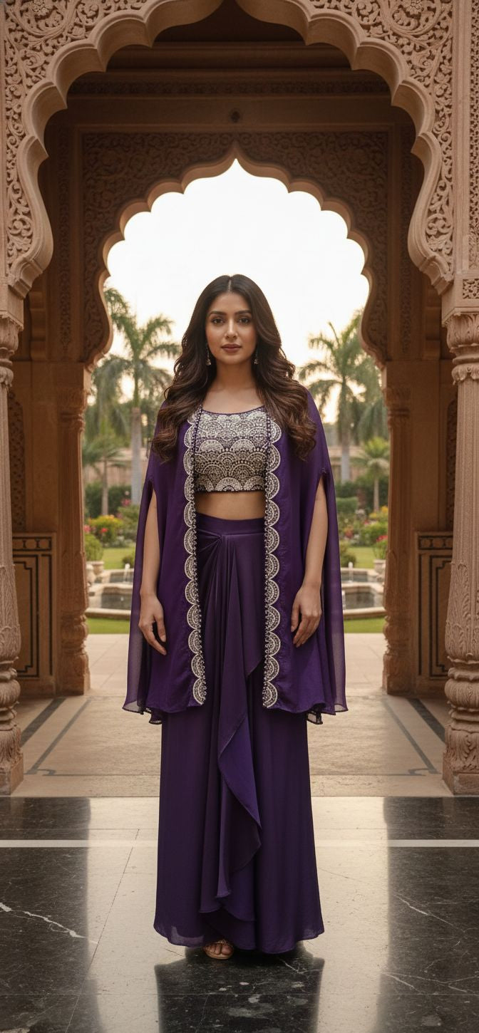 Cape with Bustier and Drape Skirt