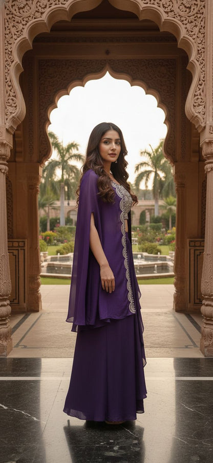 Cape with Bustier and Drape Skirt