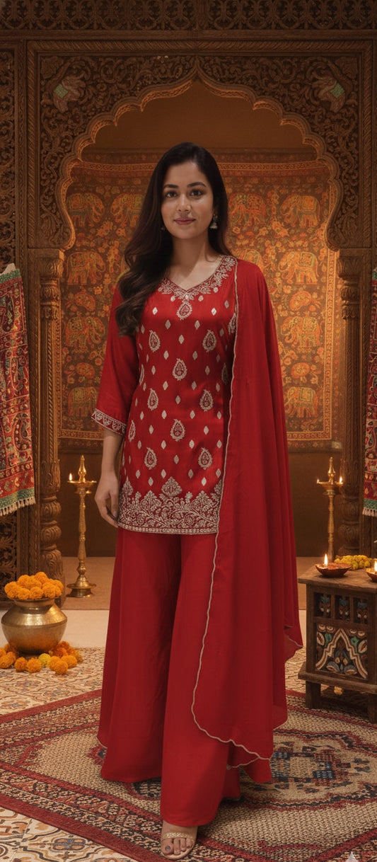 Short Kurta, Divider & Dupatta.