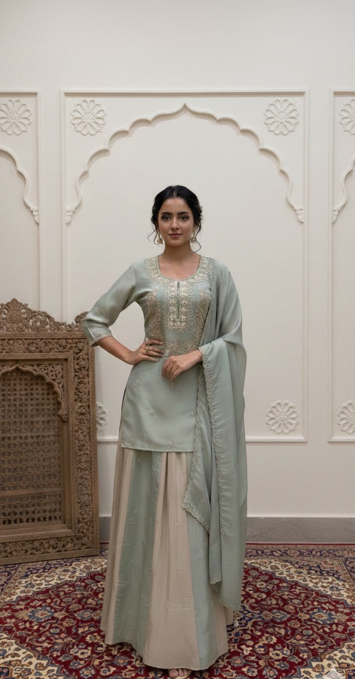 Short Kurta, Dupatta & Kali Skirt