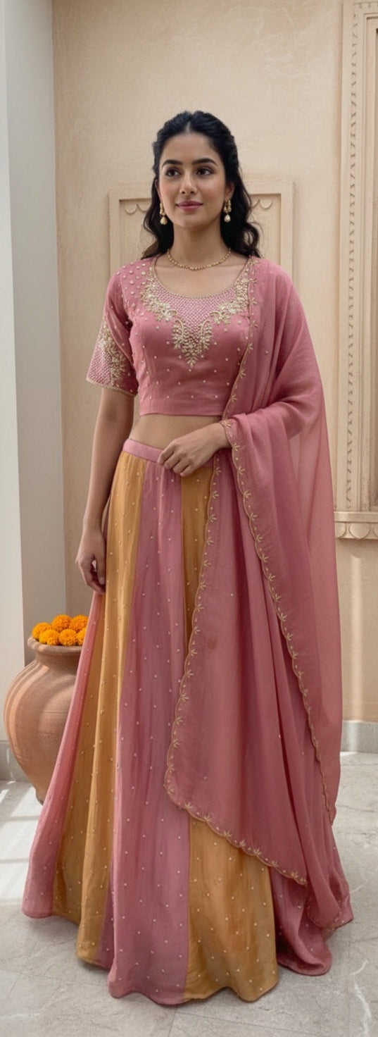 Alternate Kali Pattern Skirt, Blouse & Dupatta