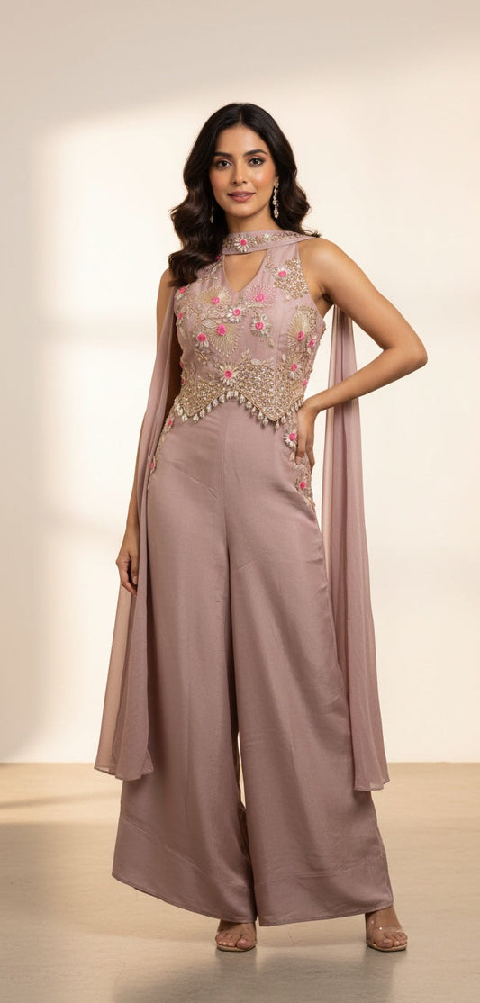 Jumpsuit with Choker Dupatta
