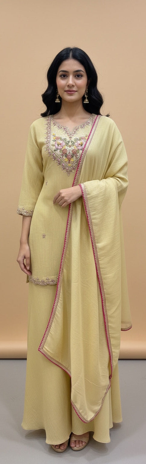 3 Pc Kurti, Sharrara, Dupatta