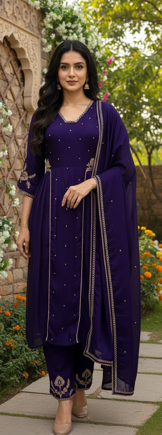 Side Pleate Anarkali style Kurta with Divider Set