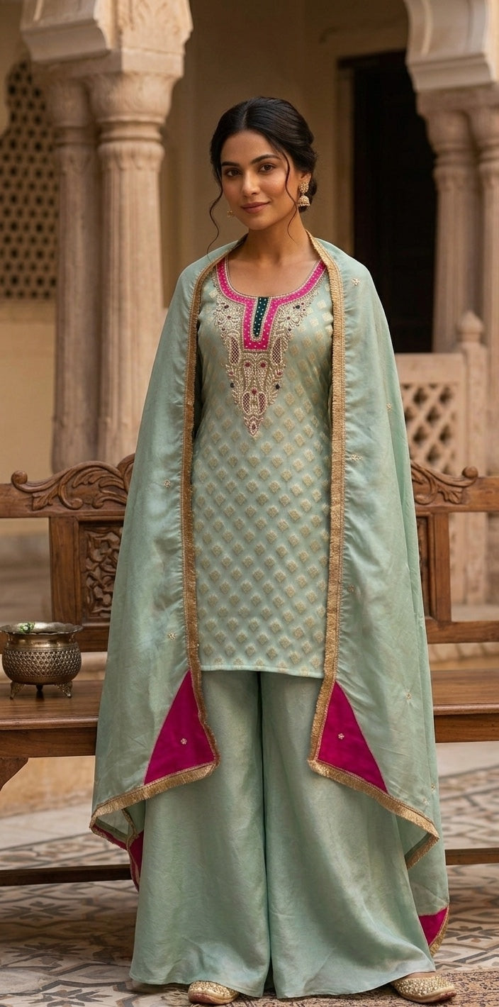 3 Pc Kurti, Sharrara, Dupatta.