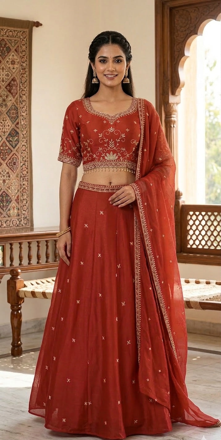Lehenga with Blouse & Dupatta.