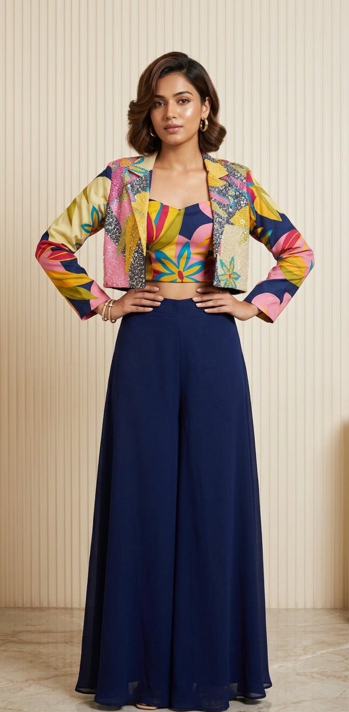 Printed Jacket with Bustier & Divider.