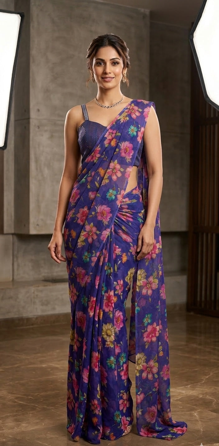 Corset Bustier with Drape Saree.