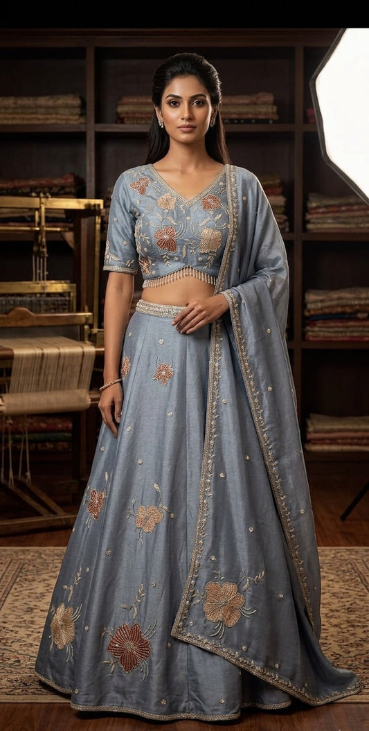 Kali Lehenga, Blouse & Dupatta.
