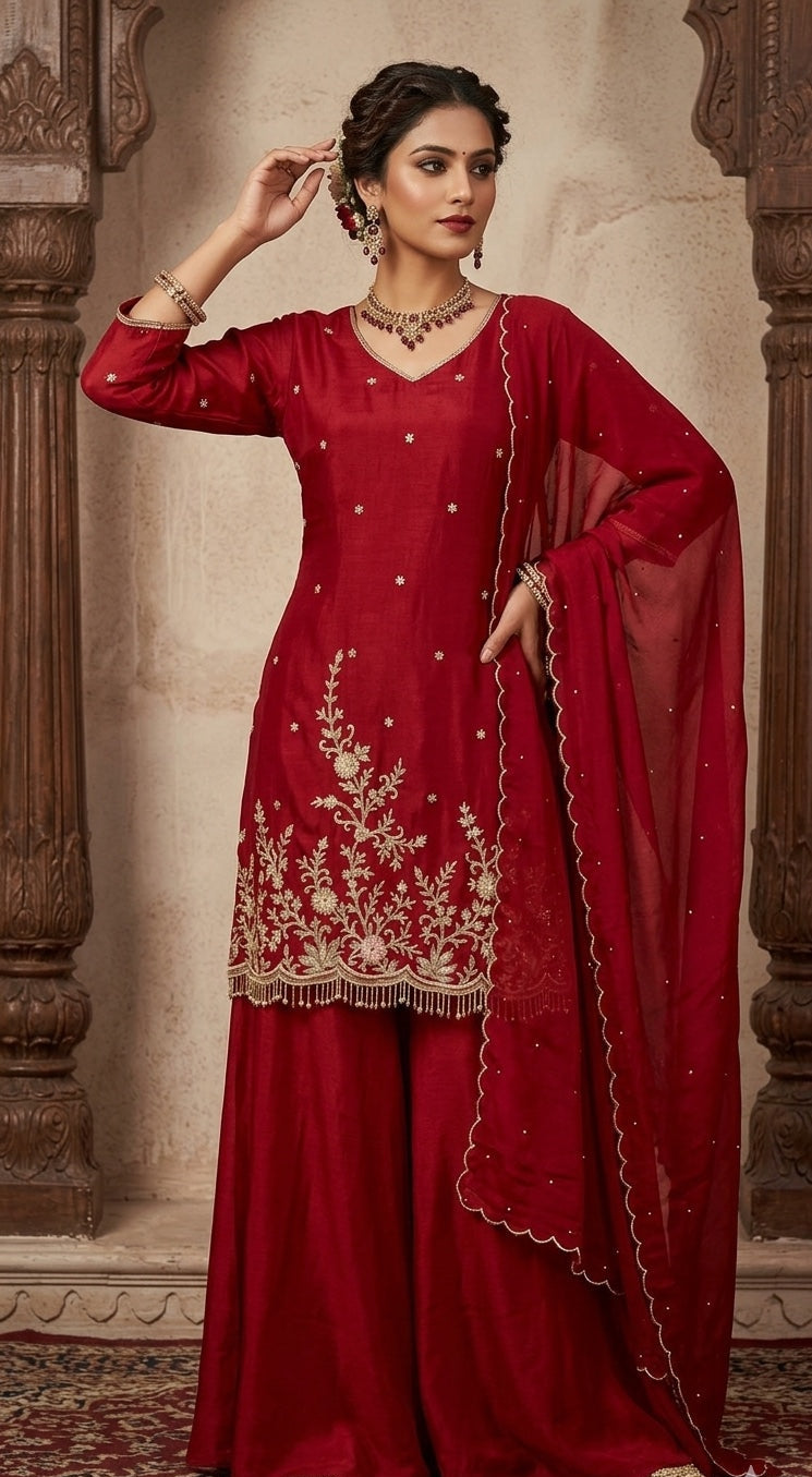 3 Pc Kurti, Sharrara, Dupatta.
