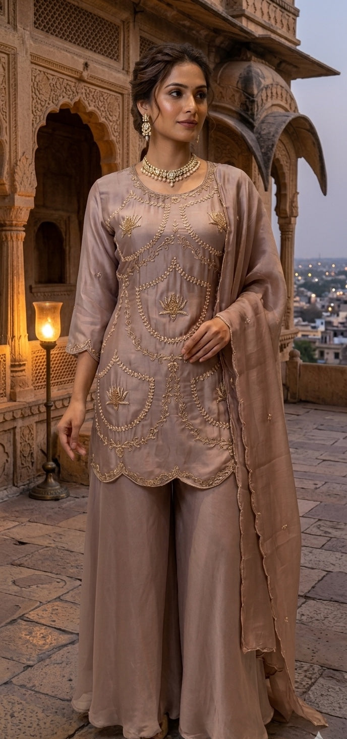 3 Pc Kurti, Sharrara, Dupatta.