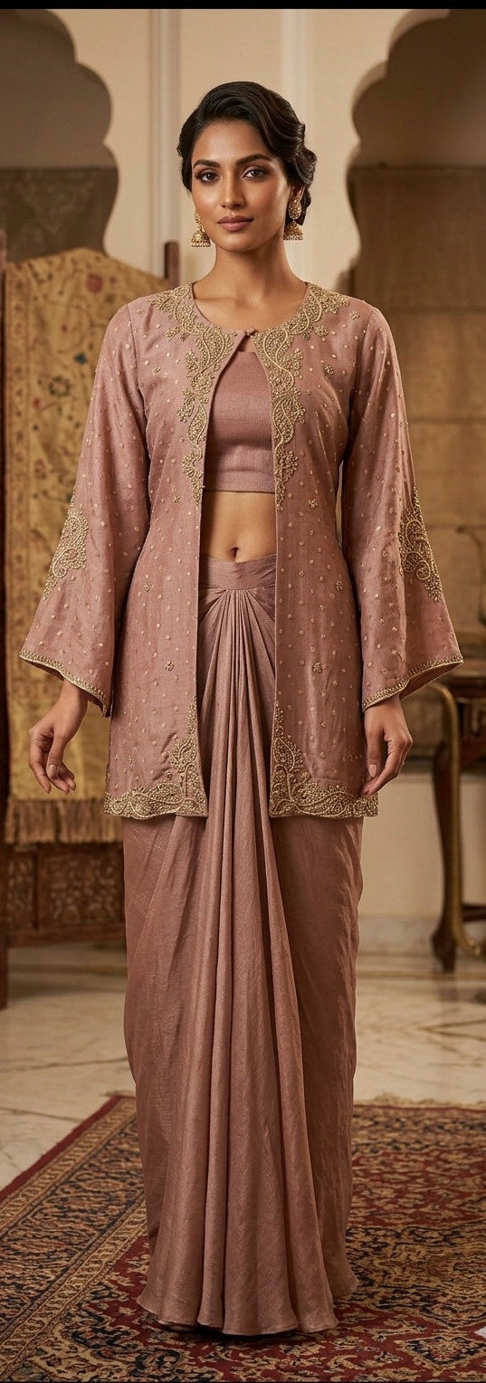 Jacket With Drape Skirt.